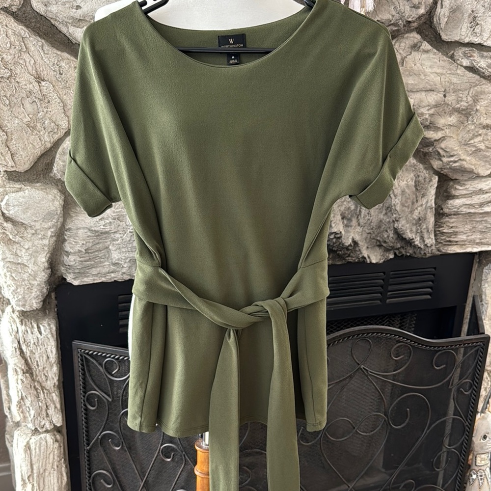 W5 Green Tie Front Short Sleeve T-Shirt